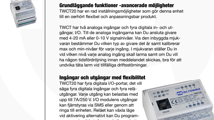 SMS övervakning via TWCT20