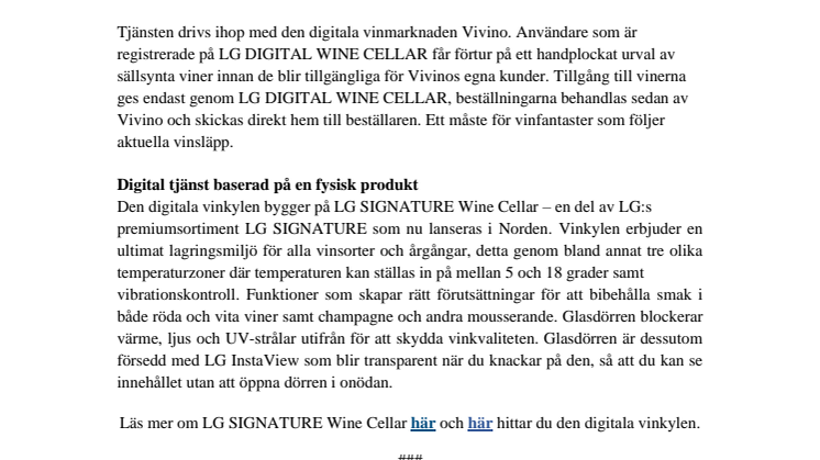 LG introducerar digital vinkyl för exklusiva vinsläpp