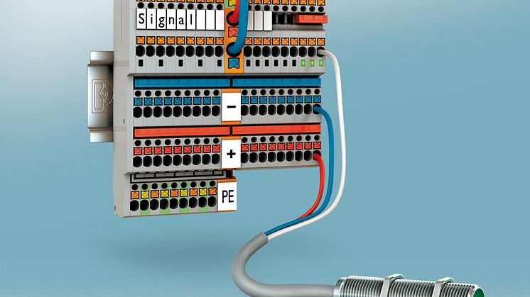 Sensor-/aktuatorklemmer med Push-in tilslutningsteknologi