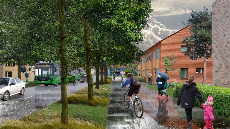 Planprogram Klagshamn – huvudgata. Visionsbild av Open Studio.