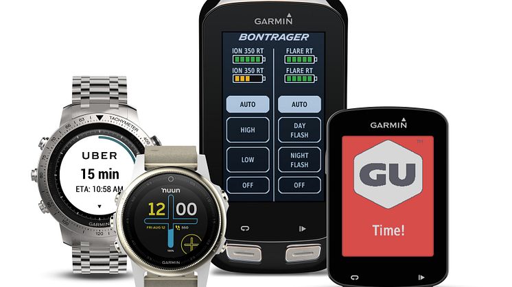 Garmin® presenterar flera nya appar till Connect IQ™ från Uber, Trek, GU, Nuun mm.