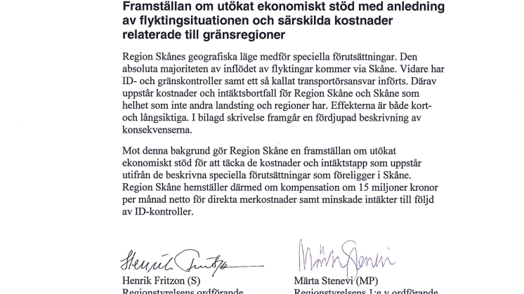 ID-kontrollerna: Region Skåne begär 15 miljoner kronor i månaden från regeringen