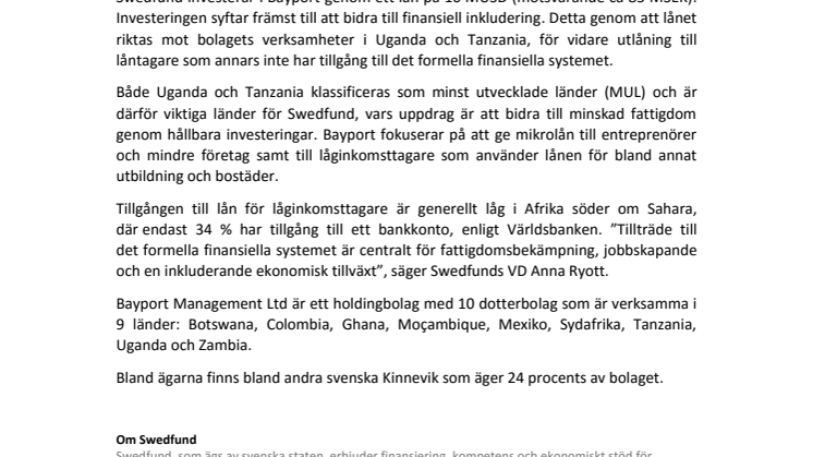 Swedfund bidrar till finansiell inkludering i Uganda och Tanzania