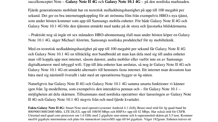 En snabb breddning av utbudet: Samsung Galaxy Note-familj får 4g-medlemmar