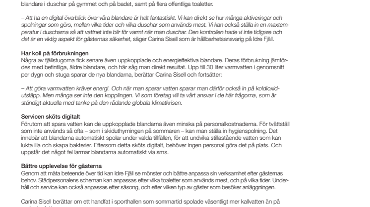 Idre Fjälls digitaliserade blandare sparar energi
