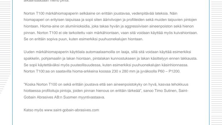 Uusi märkähiomapaperi profiloiduille pinnoille
