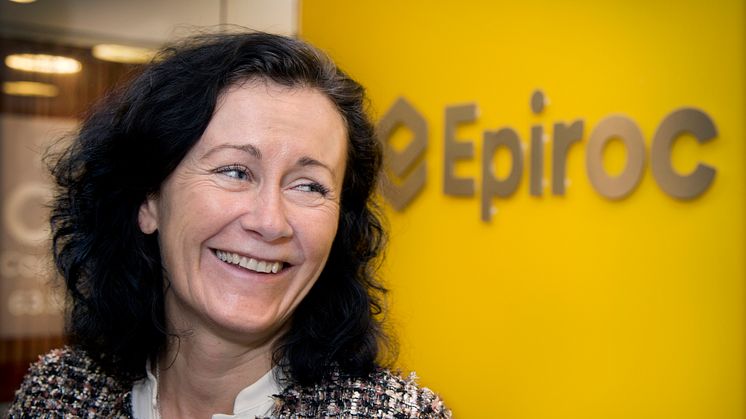 Helena Hedblom vd för Epiroc på huvudkontoret i Sickla