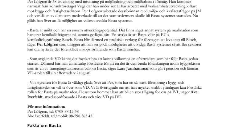 Per Löfgren ny VD för Basta-online 