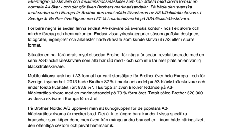Brother är överlägsen på A3