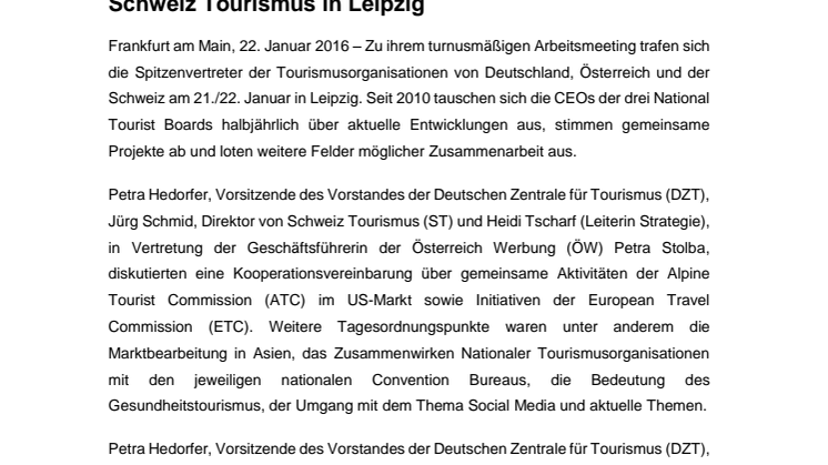 Pressemitteilung: DZT DACH-Meeting