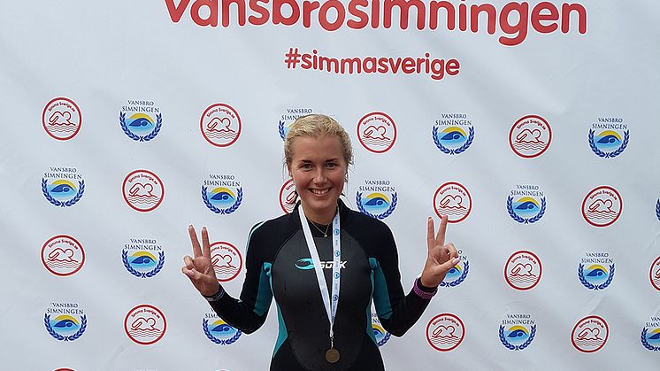 Anna Mellberg efter sitt första genomförda Vansbrosim, troligen inte det sista!