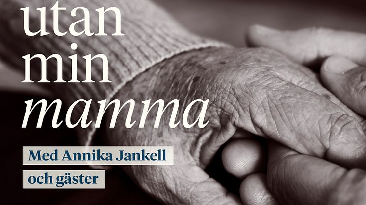Albumomslag till podcasten "Inte utan min mamma". Podcasten finns där poddar finns.