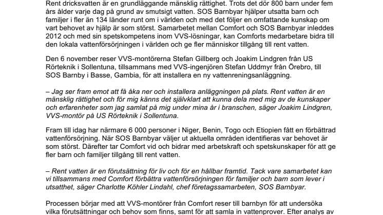Rent vatten i SOS Barnbyar för femte året i rad, tack vare svenska rörmokare