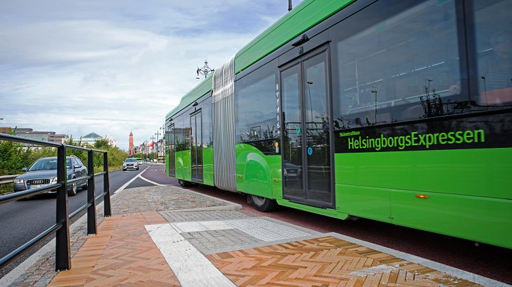 HelsingborgsExpressen trafikerar stadsbusslinje 1 i Helsingborg sedan sommaren 2019. Nu börjar vi förbereda för HelsingborgsExpressen 2. Foto: Lotta Wittinger. 