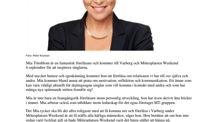 Mia Törnblom föreläser för Singlarna
