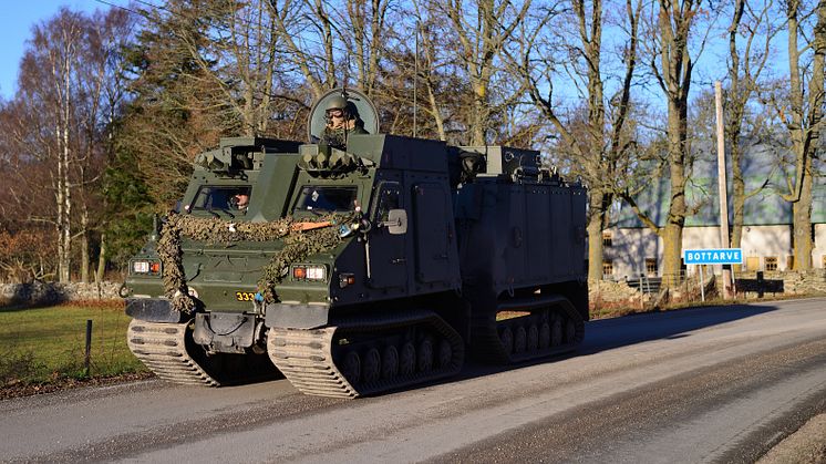 En grupp ingenjörsoldater patrullerar på södra Gotland. Foto: Robin Krüger/Försvarsmakten