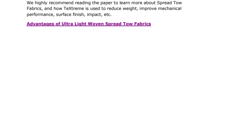 Conference paper released: The advantages of ultra light woven Spread Tow Fabrics