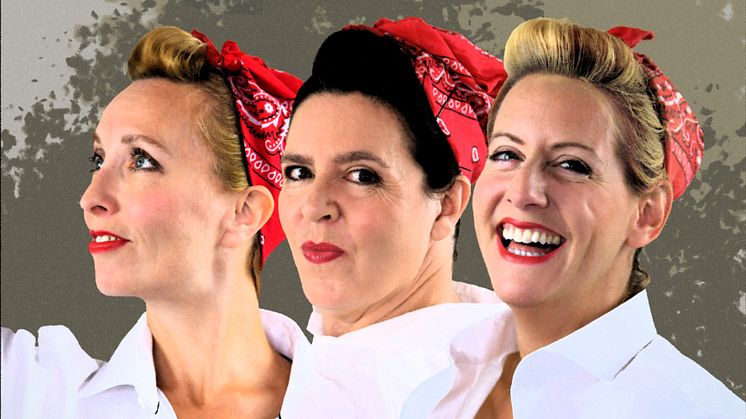Erika Dittmer, Kimberley Akester och Faye Austin-Nordin i lunchteaterföreställningen English Rose. Foto: Sofia Qvarnström.
