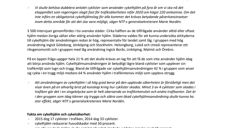 Cyklister – ”Lag skulle öka hjälmanvändningen”