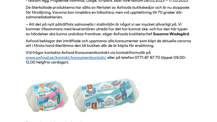 PM_230220_Axfood återkallar ägg efter salmonellalarm hos producent