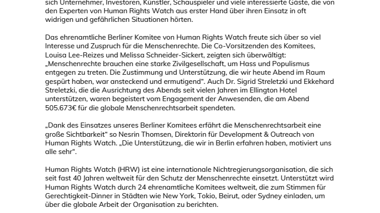 Mehr als 200 Gäste setzen sich im Berliner Ellington Hotel für Menschenrechte ein