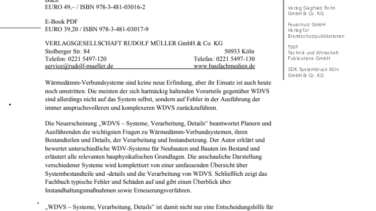 WDVS - Systeme, Verarbeitung, Details