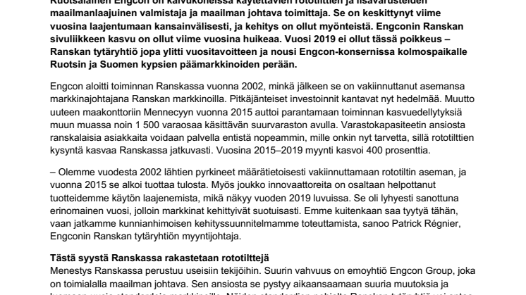 Ranskalaiset kaivukoneenkuljettajat ovat innoissaan rototilteistä, mikä siivittää Engconin ennätysmyyntiin Ranskassa