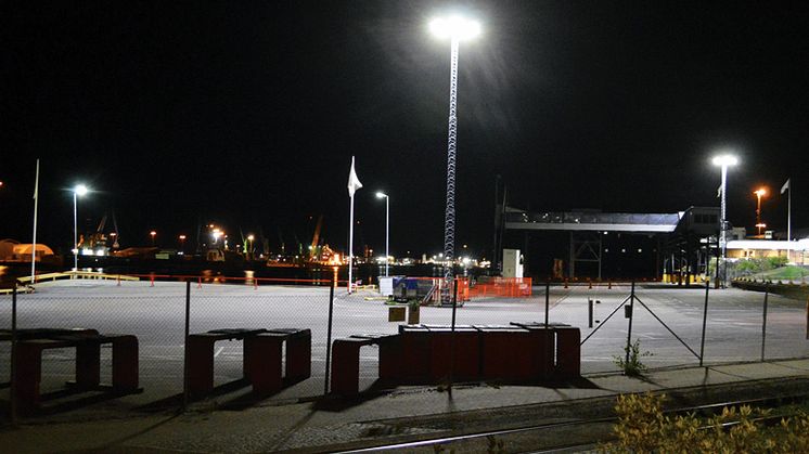 Titan mastbelysning lyser upp Gotlandsterminalen hos Smålandshamnar, Oskarshamn