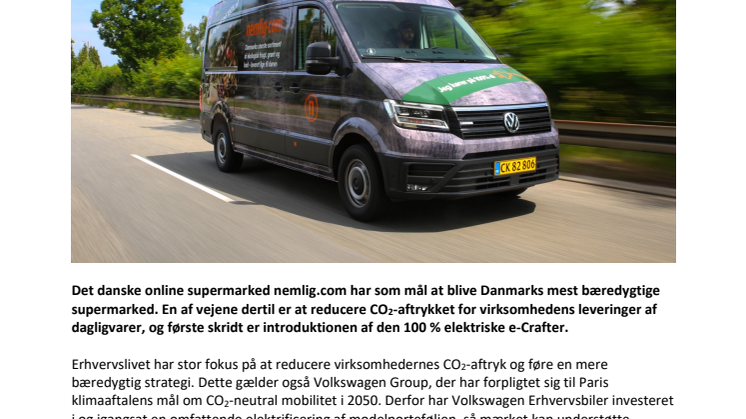 Den elektriske e-Crafter leverer nu for nemlig.com 