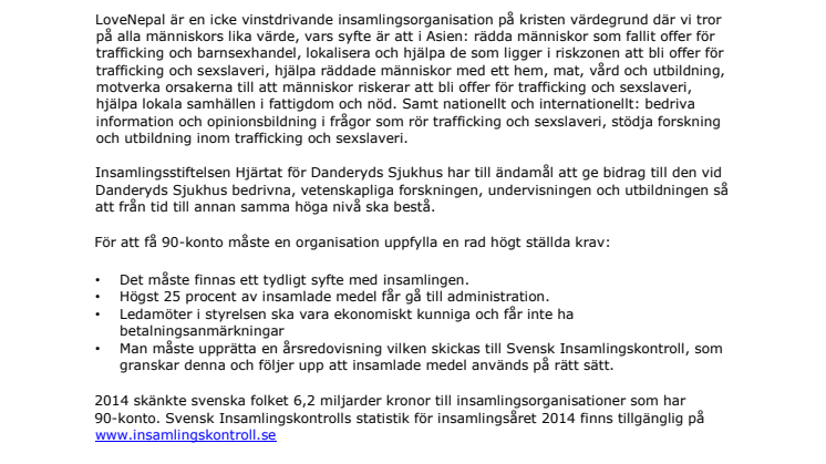 Två nya insamlingsorganisationer har beviljats 90-konto 