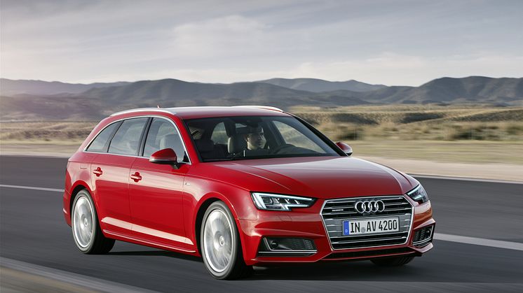 A4 Avant right side front dynamic in Tango Red