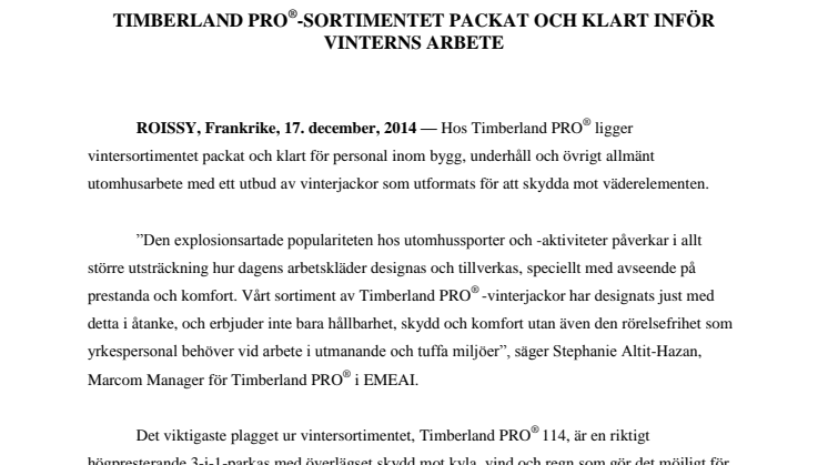 Timberland PRO-sortimentet packat och klart inför vinterns arbete