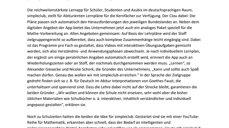 Abi in Corona-Zeiten: simpleclub bietet Lernpläne für die Prüfungsvorbereitungen