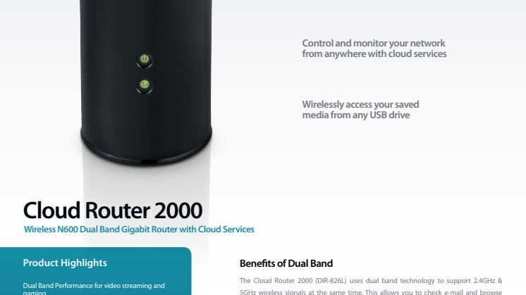 Produktblad, Cloud Gigabit Router N600 (DIR-826L)