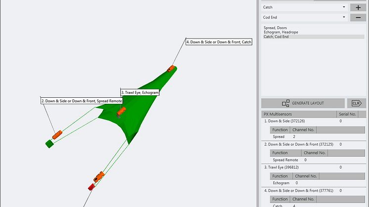 The PX InSight sensor selecting tool generates a 3D image of the trawl