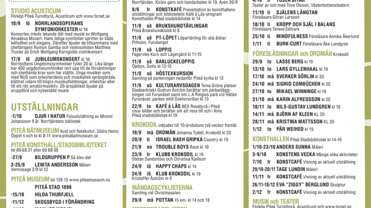 Det händer i Piteå 27/8 - 25/9 2011