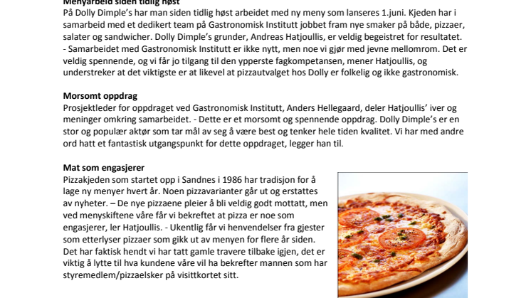 Dolly Dimple’s lanserer ny meny i samarbeid med Gastronomisk Institutt