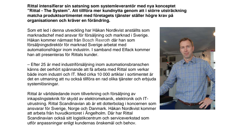 Rittal förstärker systemförsäljningen