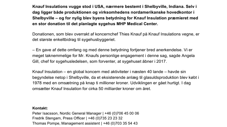 Stor donation til sygehusbyggeri 