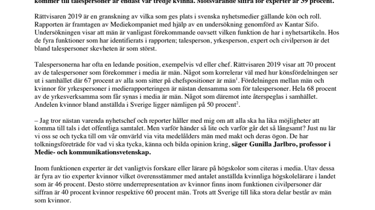Svenska medier lyfter främst manliga experter