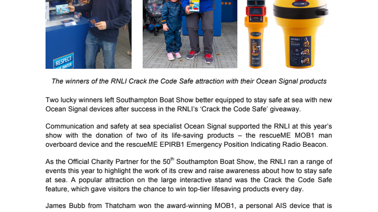 Ocean Signal Supports the RNLI in Southampton Boat Show Giveaway