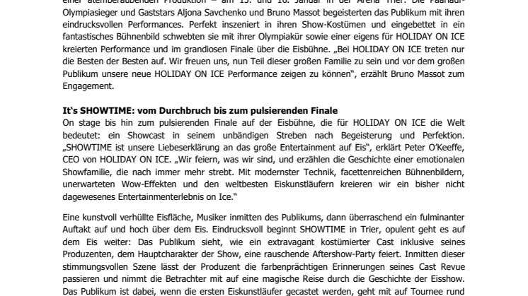 Trier feiert Premiere von HOLIDAY ON ICE Produktion SHOWTIME