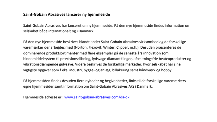 Saint-Gobain Abrasives lancerer ny hjemmeside 