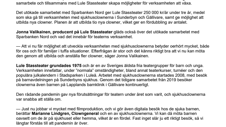 Utökat samarbete ger fler Sjukhusclowner till länet - Pressmeddelande 2021-02-02