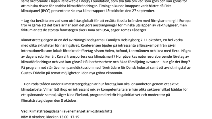 Klimatkonferens i Helsingborg för ökad lönsamhet