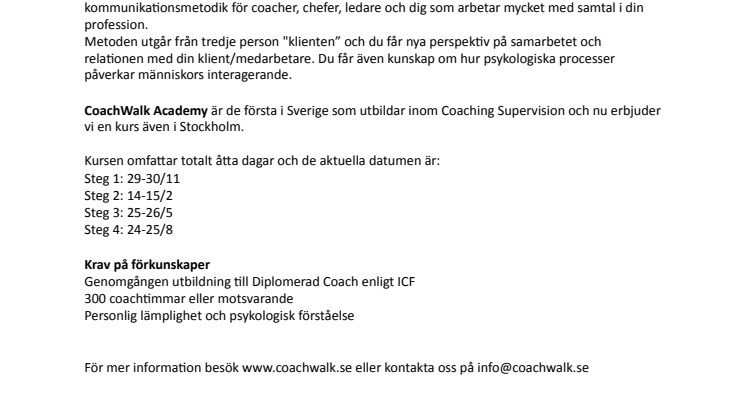 Coaching Supervision i Stockholm
