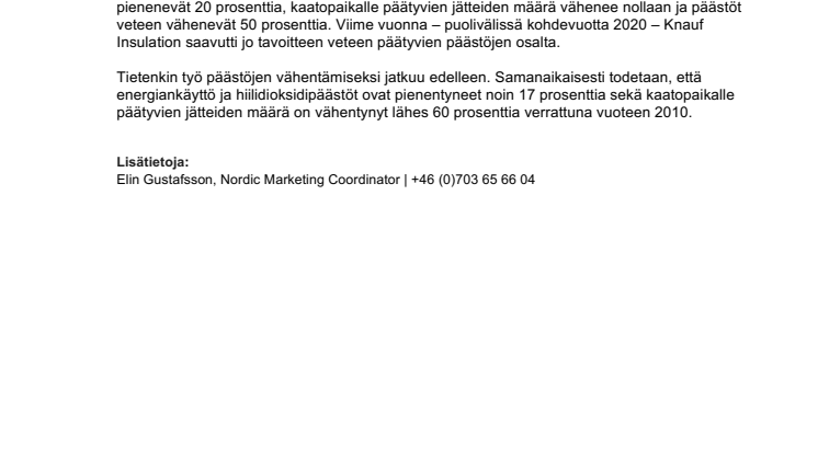 Knauf Insulations ympäristötavoite