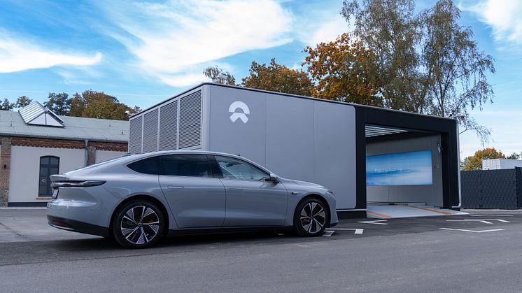 NIO ET7 vid batteribytesstation 