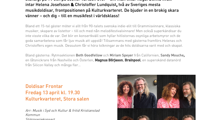 Doldisar frontar – musikfest i världsklass med massor av gäster!