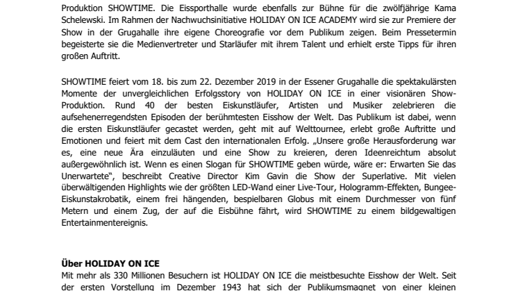 HOLIDAY ON ICE stellt neue Produktion SHOWTIME in Essen vor